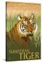 Sumatran Tiger - Lithograph Series-Lantern Press-Stretched Canvas