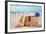 Summer Beach Bag with Straw Hat,Towel,Sunglasses and Flip Flops on Sandy Beach-Liang Zhang-Framed Photographic Print