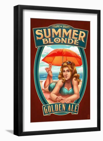 Summer Blonde Golden Ale Pinup Girl-Lantern Press-Framed Art Print