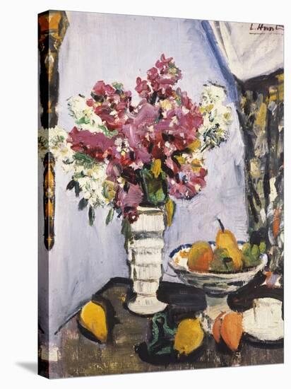 Summer Blossom and a Bowl of Fruit, with a Cup and Saucer-George Leslie Hunter-Stretched Canvas