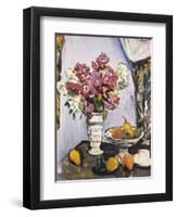 Summer Blossom and a Bowl of Fruit, with a Cup and Saucer-George Leslie Hunter-Framed Premium Giclee Print