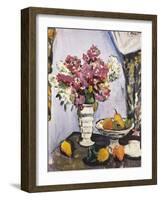 Summer Blossom and a Bowl of Fruit, with a Cup and Saucer-George Leslie Hunter-Framed Giclee Print