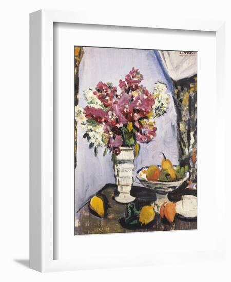 Summer Blossom and a Bowl of Fruit, with a Cup and Saucer-George Leslie Hunter-Framed Giclee Print