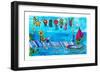 Summer Boat Dock Party-Deborah Cavenaugh-Framed Art Print