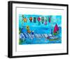 Summer Boat Dock Party-Deborah Cavenaugh-Framed Art Print