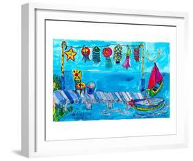 Summer Boat Dock Party-Deborah Cavenaugh-Framed Art Print