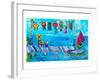 Summer Boat Dock Party-Deborah Cavenaugh-Framed Art Print