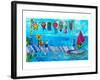 Summer Boat Dock Party-Deborah Cavenaugh-Framed Art Print