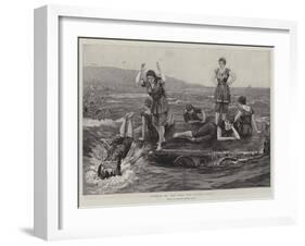 Summer by the Sea, the Diving Raft-Arthur Hopkins-Framed Giclee Print