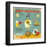 Summer Card In Retro Style-elfivetrov-Framed Art Print