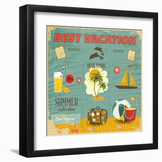 Summer Card In Retro Style-elfivetrov-Framed Art Print