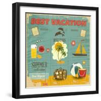 Summer Card In Retro Style-elfivetrov-Framed Art Print