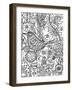 Summer Cat Line Art-Oxana Zaika-Framed Giclee Print