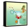 Summer Cocktail Card In Retro Style-elfivetrov-Framed Stretched Canvas