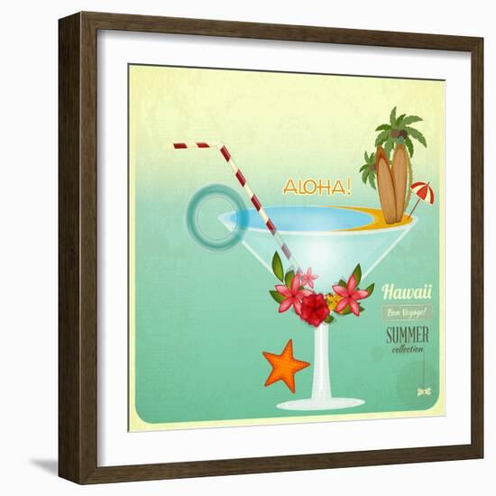 Summer Cocktail Card In Retro Style-elfivetrov-Framed Art Print