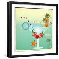 Summer Cocktail Card In Retro Style-elfivetrov-Framed Art Print