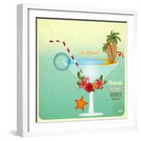 Summer Cocktail Card In Retro Style-elfivetrov-Framed Art Print