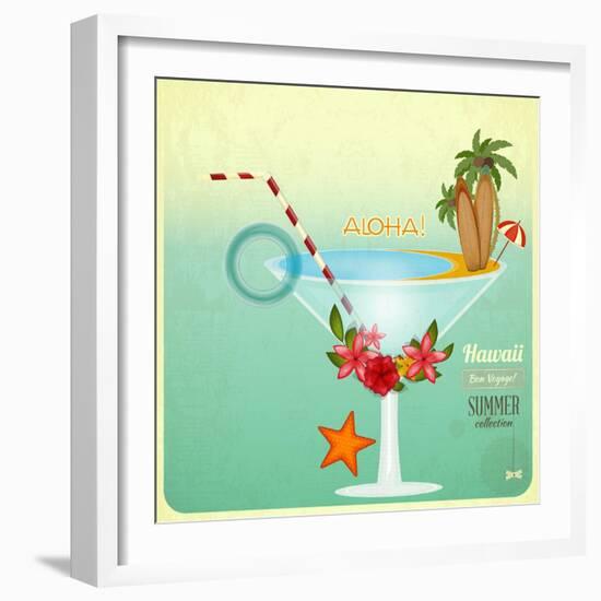 Summer Cocktail Card In Retro Style-elfivetrov-Framed Art Print