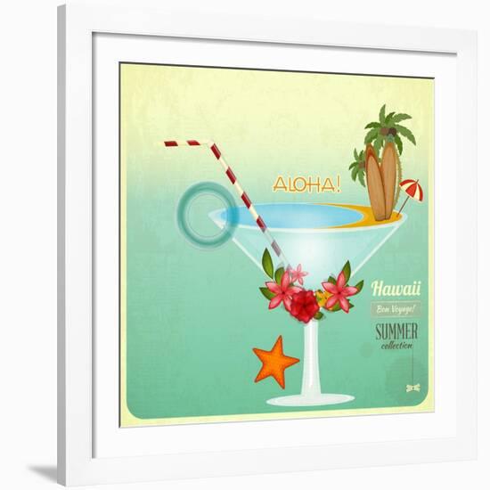 Summer Cocktail Card In Retro Style-elfivetrov-Framed Art Print