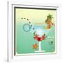 Summer Cocktail Card In Retro Style-elfivetrov-Framed Art Print