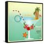 Summer Cocktail Card In Retro Style-elfivetrov-Framed Stretched Canvas
