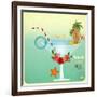 Summer Cocktail Card In Retro Style-elfivetrov-Framed Art Print