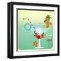 Summer Cocktail Card In Retro Style-elfivetrov-Framed Art Print