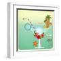 Summer Cocktail Card In Retro Style-elfivetrov-Framed Art Print