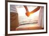 Summer Couple Holding Hands at Sunset on Beach. Romantic Young Couple Enjoying Sun, Sunshine, Roman-Maridav-Framed Photographic Print