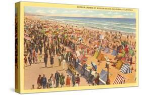 Summer Crowds at Mission Beach, San Diego, California-null-Stretched Canvas