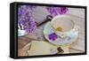 Summer Cup of Tea with Lilac-neirfy-Framed Stretched Canvas