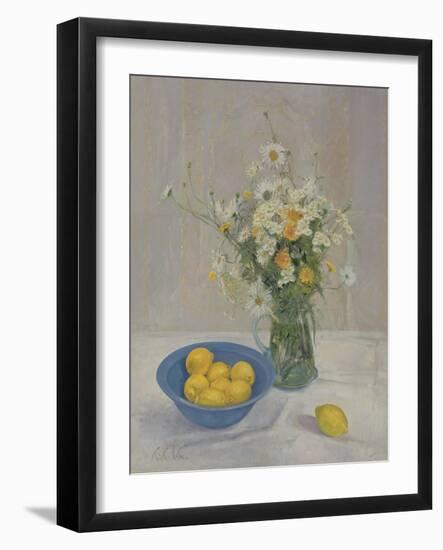 Summer Daisies and Lemons, 1990-Timothy Easton-Framed Giclee Print