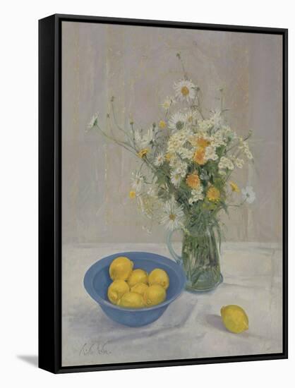 Summer Daisies and Lemons, 1990-Timothy Easton-Framed Stretched Canvas