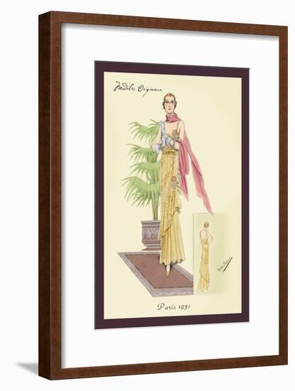 Summer Dress with Pink Wrap-null-Framed Art Print