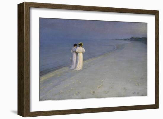 Summer Evening at Skagen (Anna Ancher and Marie Kroyer on the Beach at Skagen), 1893-Peter Severin Kroyer-Framed Giclee Print