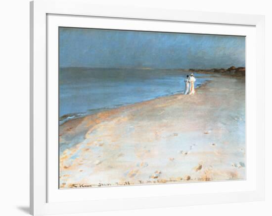 Summer Evening at the South Beach, Skagen, c.1893-Peder Severin Kröyer-Framed Art Print