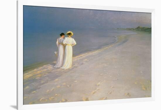 Summer Evening on the Skagen Southern Beach with Anna Ancher and Marie Kroyer, 1893-Peder Severin Kroyer-Framed Giclee Print