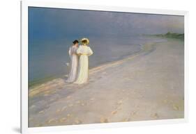 Summer Evening on the Skagen Southern Beach with Anna Ancher and Marie Kroyer, 1893-Peder Severin Kroyer-Framed Giclee Print