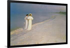 Summer Evening on the Skagen Southern Beach with Anna Ancher and Marie Kroyer, 1893-Peder Severin Kroyer-Framed Giclee Print