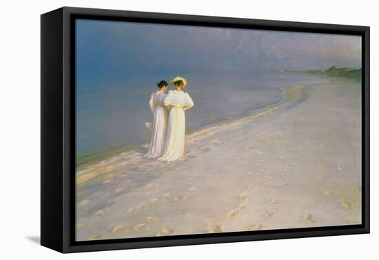 Summer Evening on the Skagen Southern Beach with Anna Ancher and Marie Kroyer, 1893-Peder Severin Kroyer-Framed Stretched Canvas