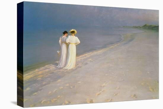 Summer Evening on the Skagen Southern Beach with Anna Ancher and Marie Kroyer, 1893-Peder Severin Kroyer-Stretched Canvas