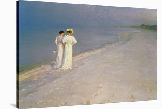 Summer Evening on the Skagen Southern Beach with Anna Ancher and Marie Kroyer, 1893-Peder Severin Kroyer-Stretched Canvas