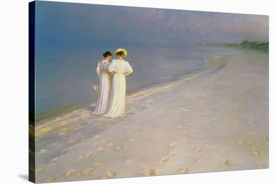 Summer Evening on the Skagen Southern Beach with Anna Ancher and Marie Kroyer, 1893-Peder Severin Kroyer-Stretched Canvas