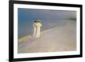 Summer Evening on the Skagen Southern Beach with Anna Ancher and Marie Kroyer, 1893-Peder Severin Kroyer-Framed Giclee Print