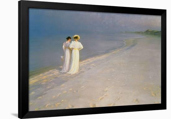 Summer Evening on the Skagen Southern Beach with Anna Ancher and Marie Kroyer, 1893-Peder Severin Kroyer-Framed Giclee Print