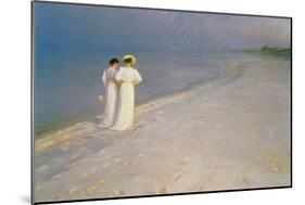 Summer Evening on the Skagen Southern Beach with Anna Ancher and Marie Kroyer, 1893-Peder Severin Kroyer-Mounted Giclee Print