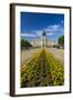 Summer flower-bed leading to South Dakota State Capitol and complex, Pierre, South Dakota, was b...-null-Framed Photographic Print