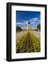 Summer flower-bed leading to South Dakota State Capitol and complex, Pierre, South Dakota, was b...-null-Framed Photographic Print