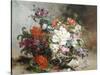 Summer Flowers Arranged in a Basket-Eugene Henri Cauchois-Stretched Canvas