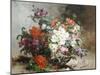 Summer Flowers Arranged in a Basket-Eugene Henri Cauchois-Mounted Giclee Print